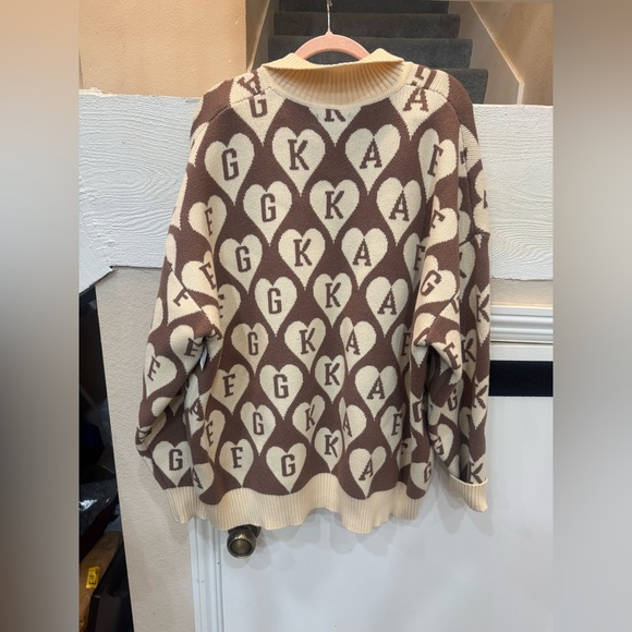 AFGK A Few Good Kids) "Love logo" or All-Over Print Logo knit polo sweater Large - Picture 6 of 6